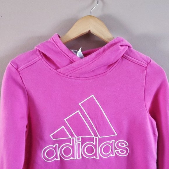 Adidas Logo Hooded Sweatshirt Pink XS - Picture 2 of 6